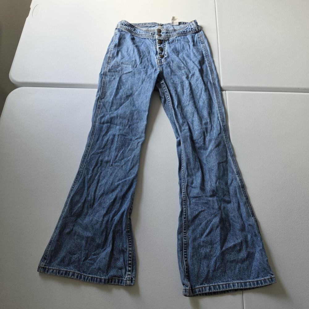 90s Y2K Levi's Jeans Women 25 Blue Flare Snap Fly Low Rise 100% Cotton Denim